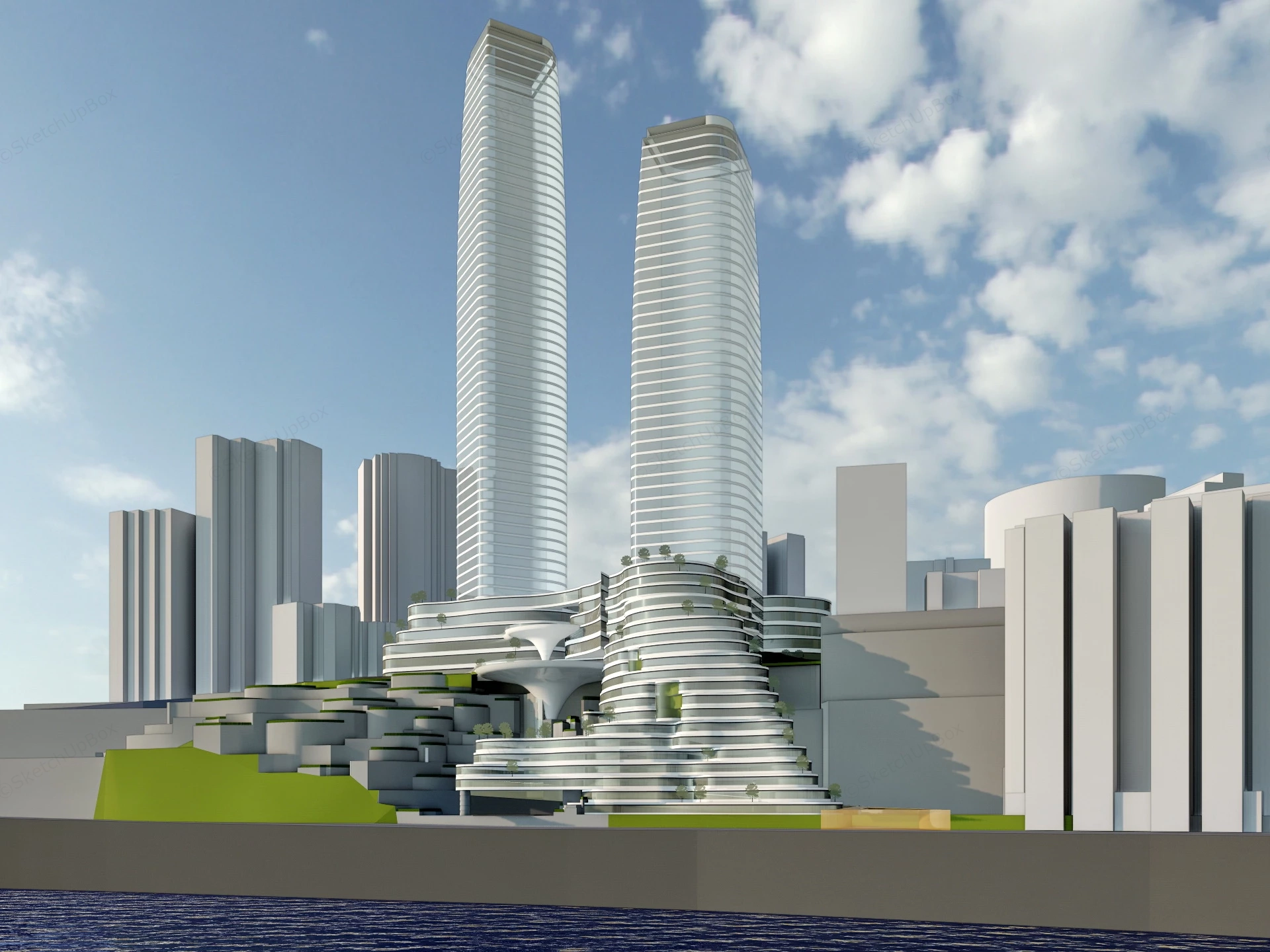 Ultra Modern Cliff Hotel Concept sketchup model preview - SketchupBox