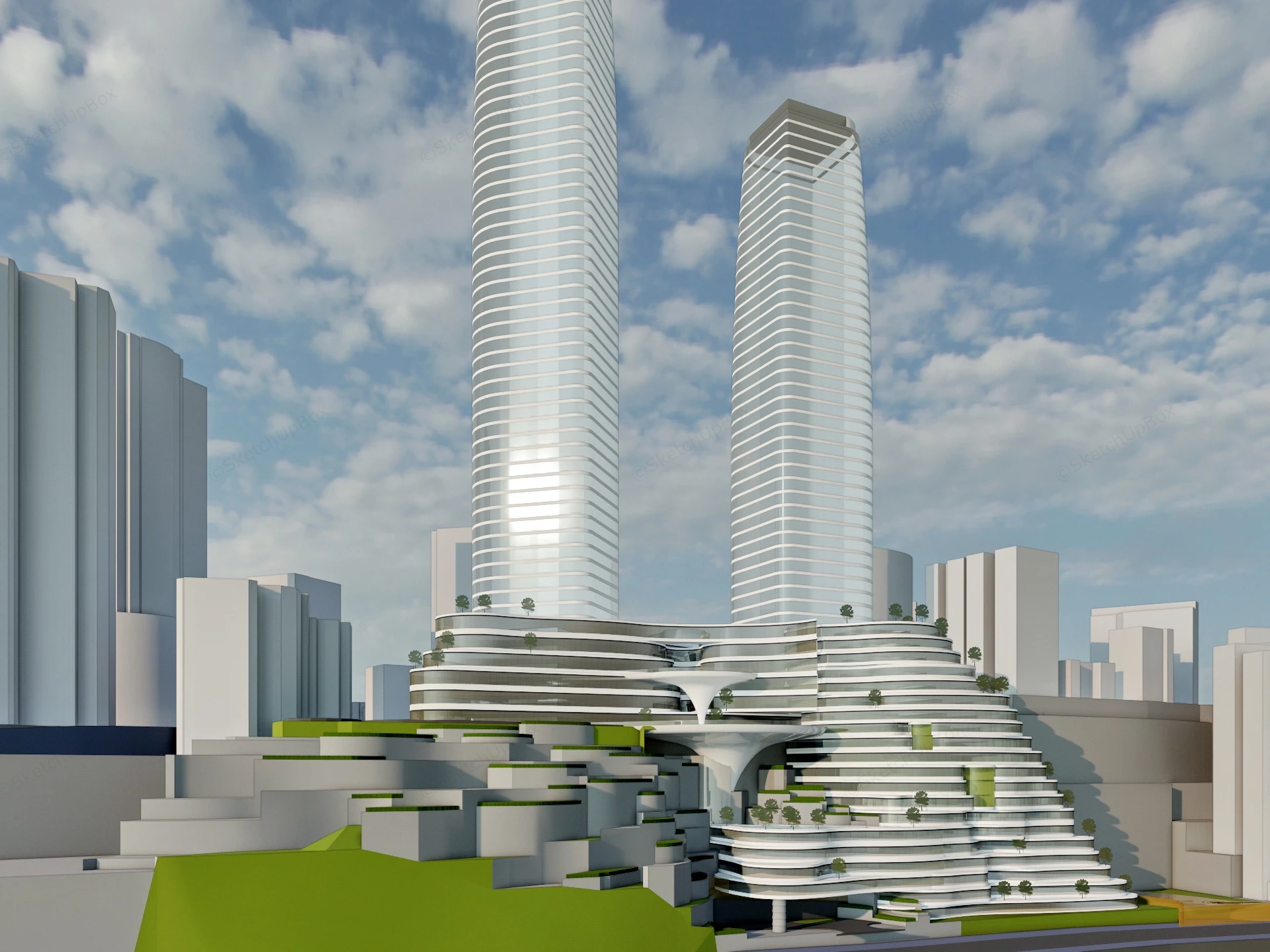 Ultra Modern Cliff Hotel Concept sketchup model preview - SketchupBox