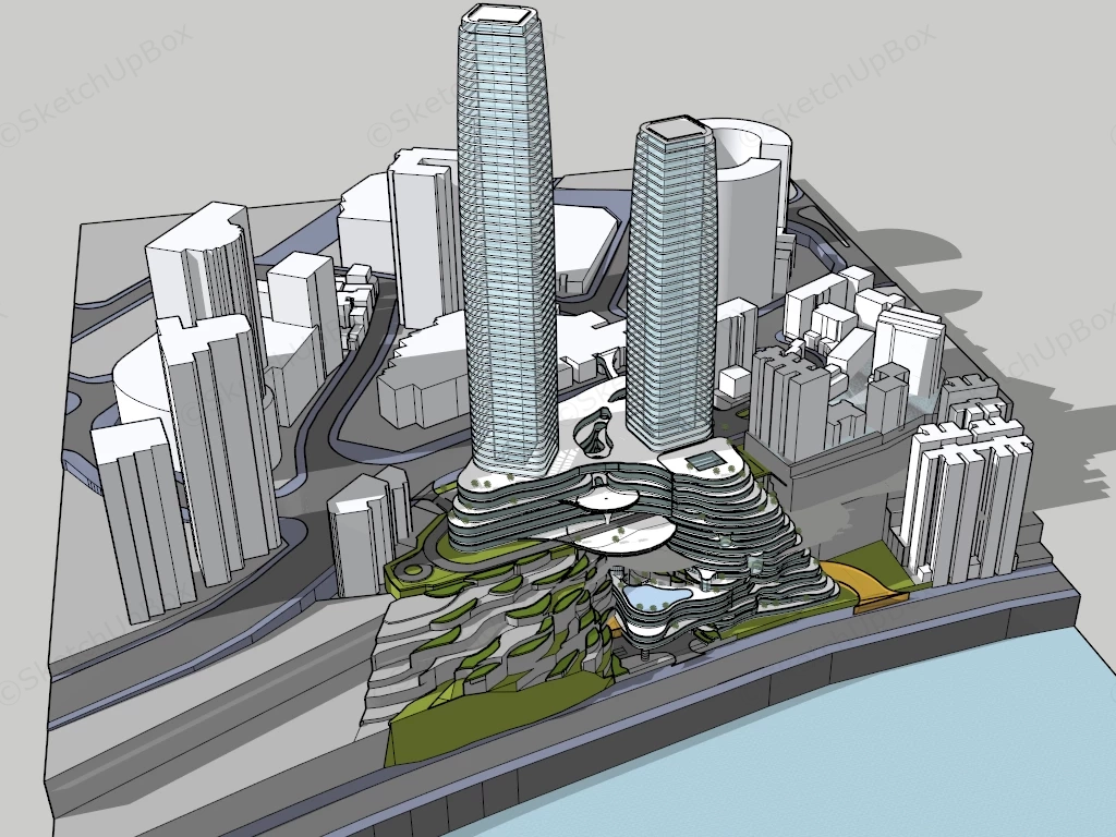 Ultra Modern Cliff Hotel Concept sketchup model preview - SketchupBox