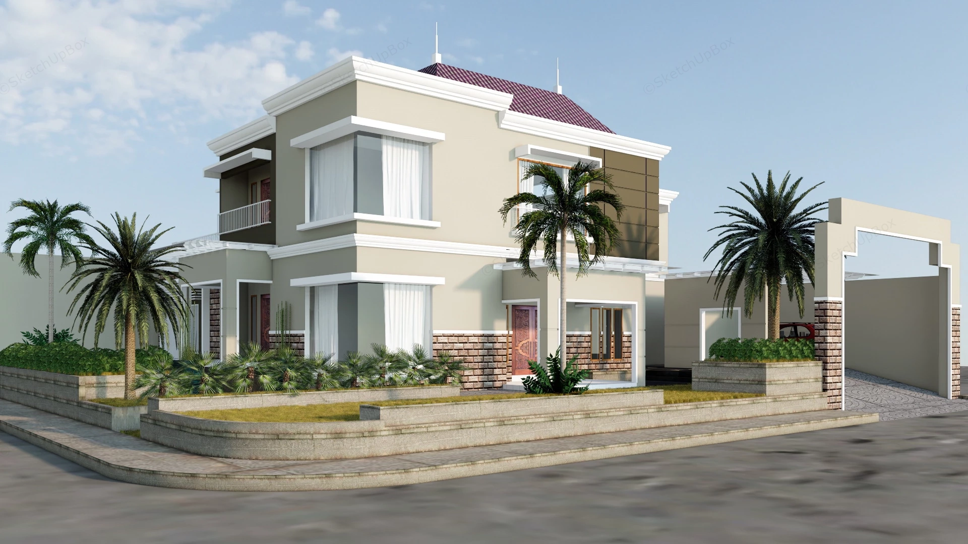 Modern Tropical House sketchup model preview - SketchupBox