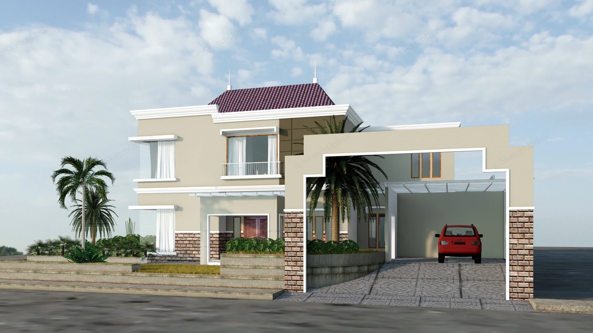 Modern Tropical House sketchup model preview - SketchupBox