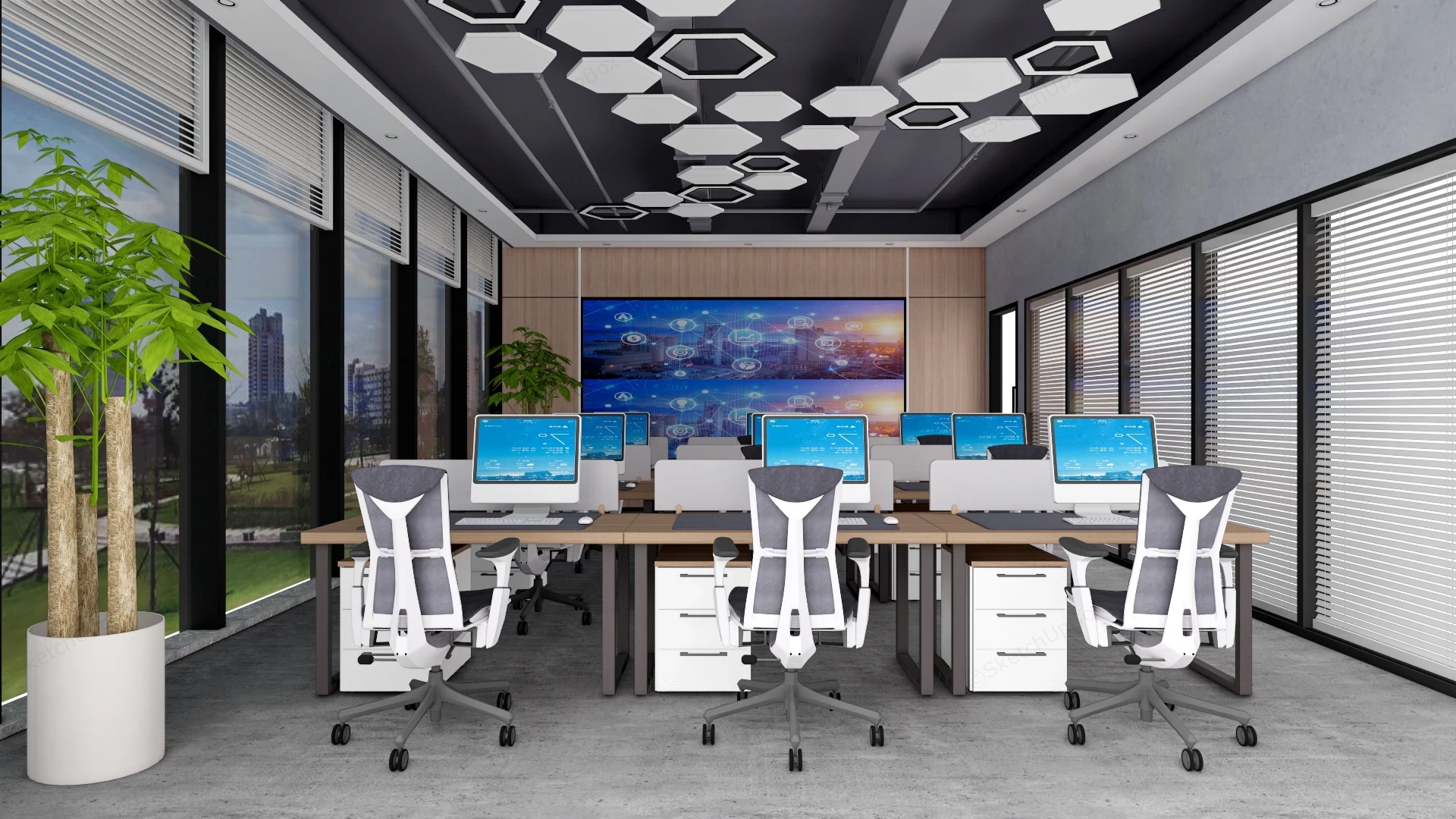 Small Monitoring Room Design sketchup model preview - SketchupBox