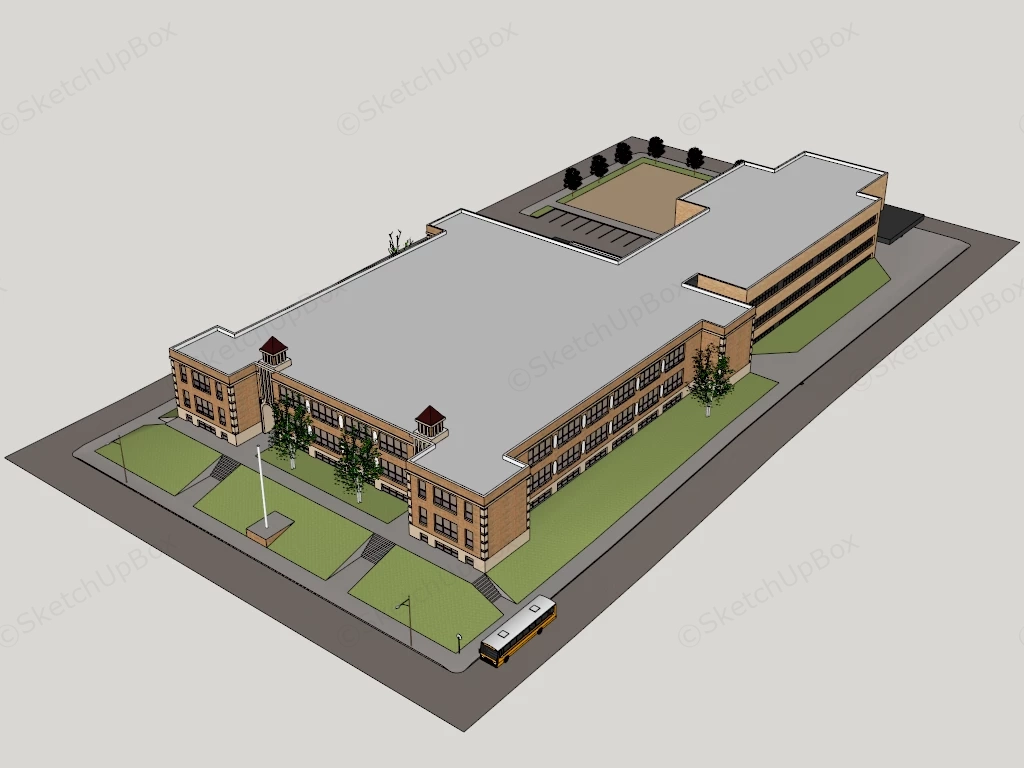 Elementary School Building sketchup model preview - SketchupBox