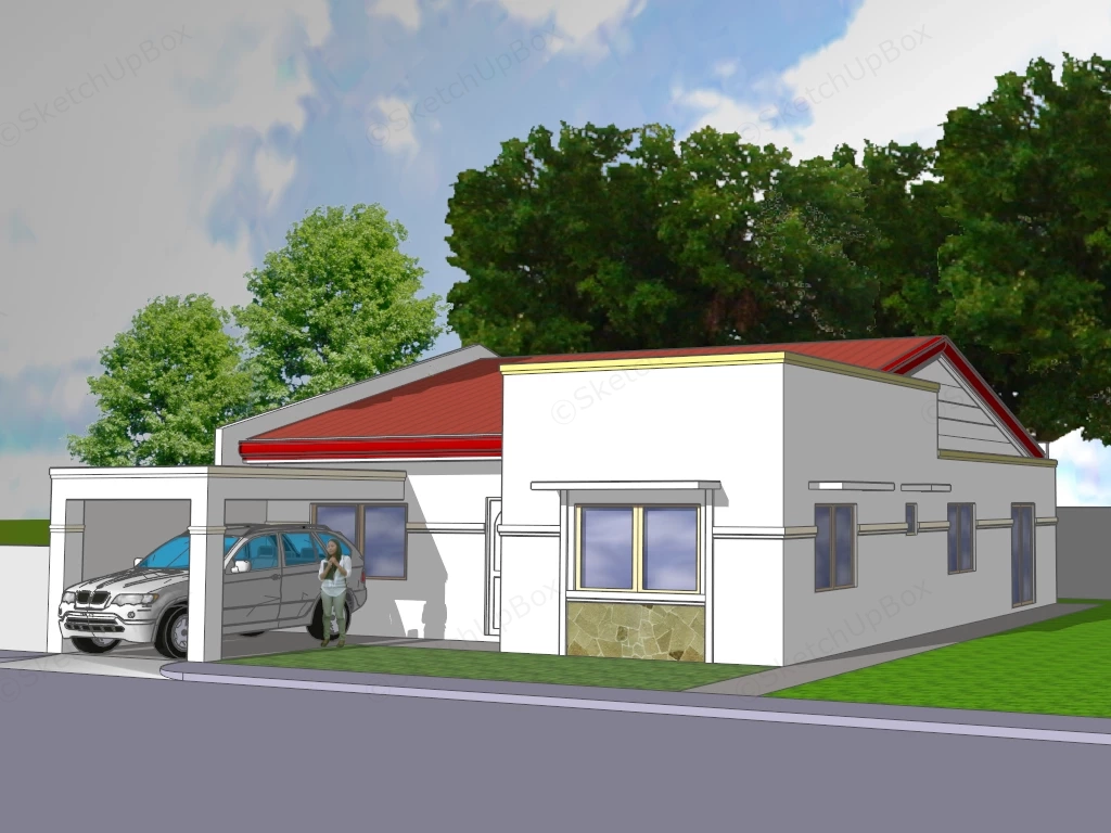 Rural House Exterior sketchup model preview - SketchupBox