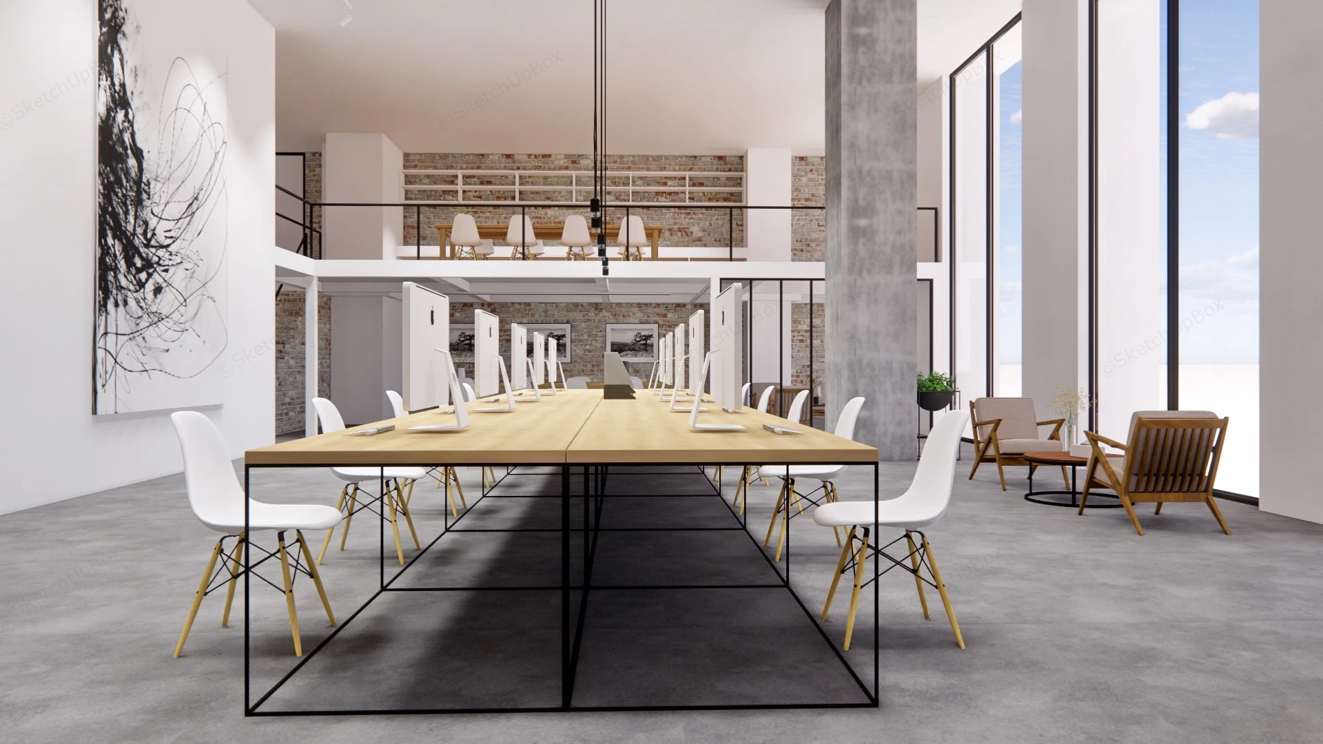 Modern Industrial Office Design sketchup model preview - SketchupBox