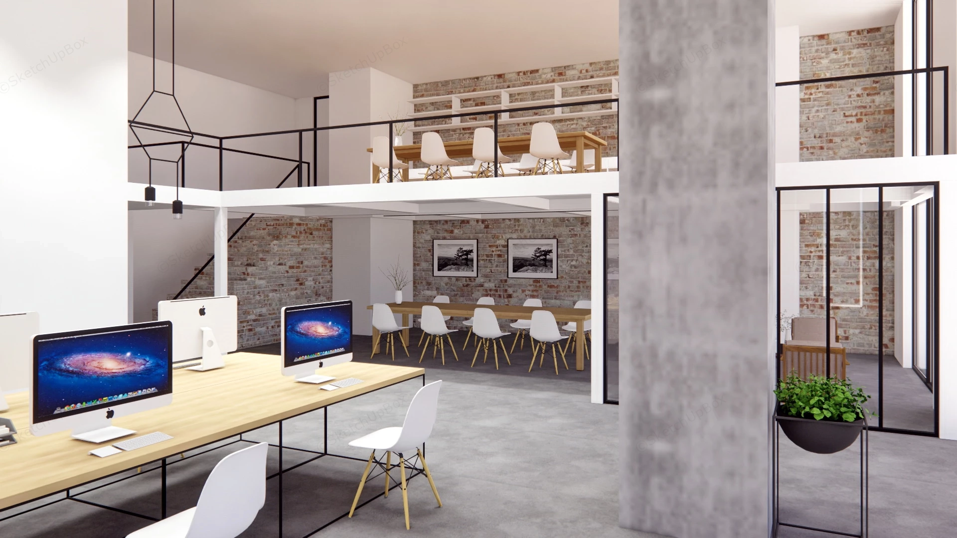 Modern Industrial Office Design sketchup model preview - SketchupBox