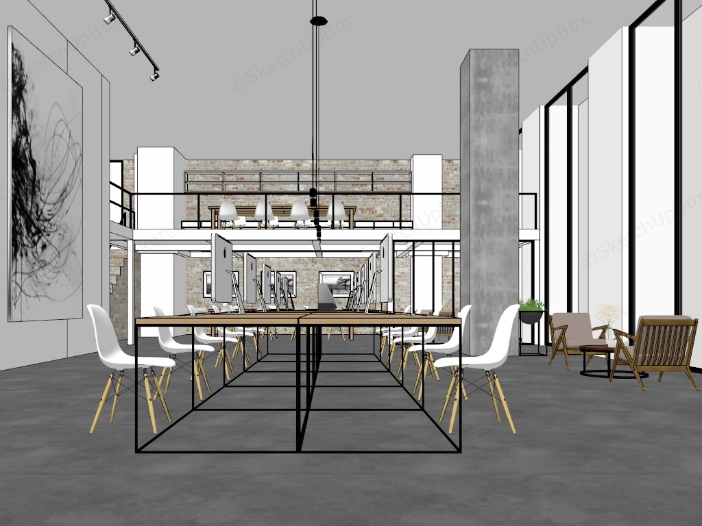 Modern Industrial Office Design sketchup model preview - SketchupBox