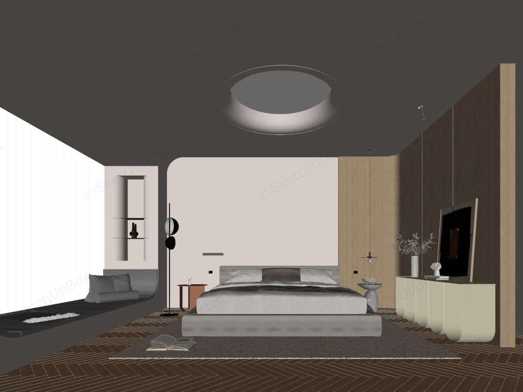Modern Home Bedroom sketchup model preview - SketchupBox