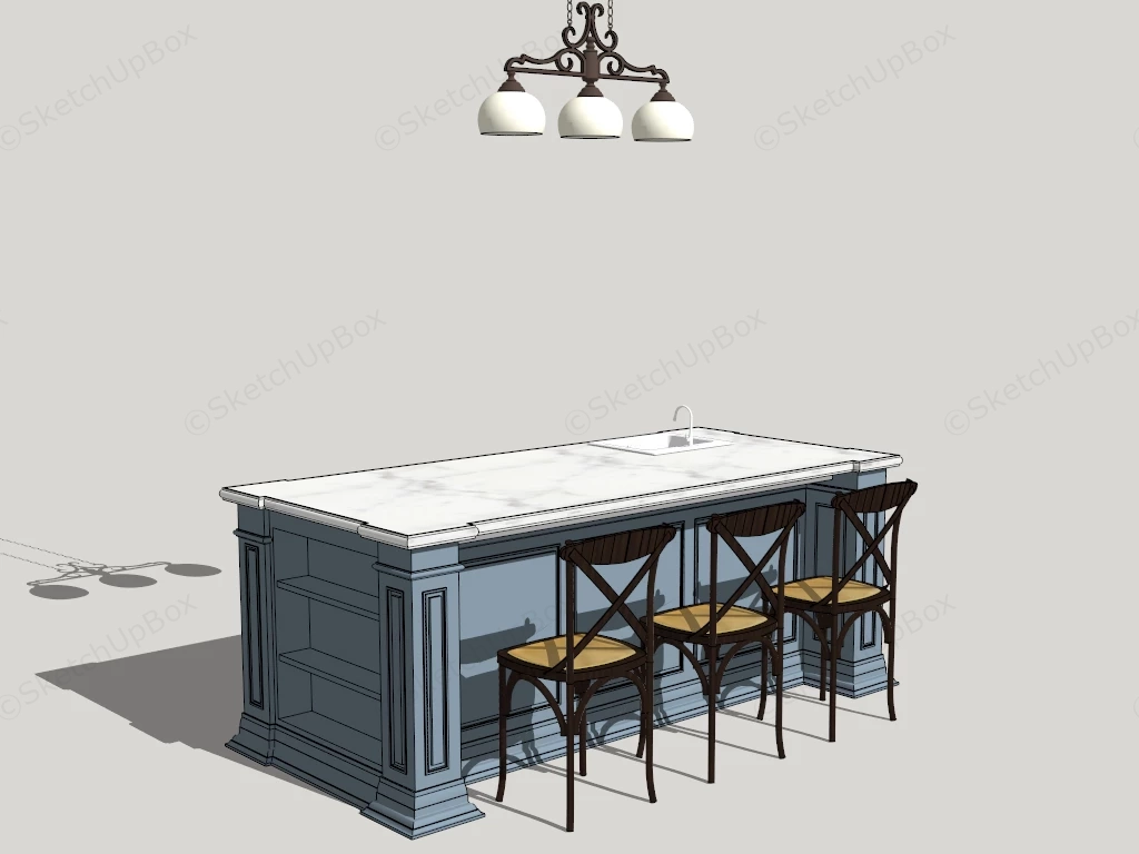 Kitchen Island With Seating sketchup model preview - SketchupBox