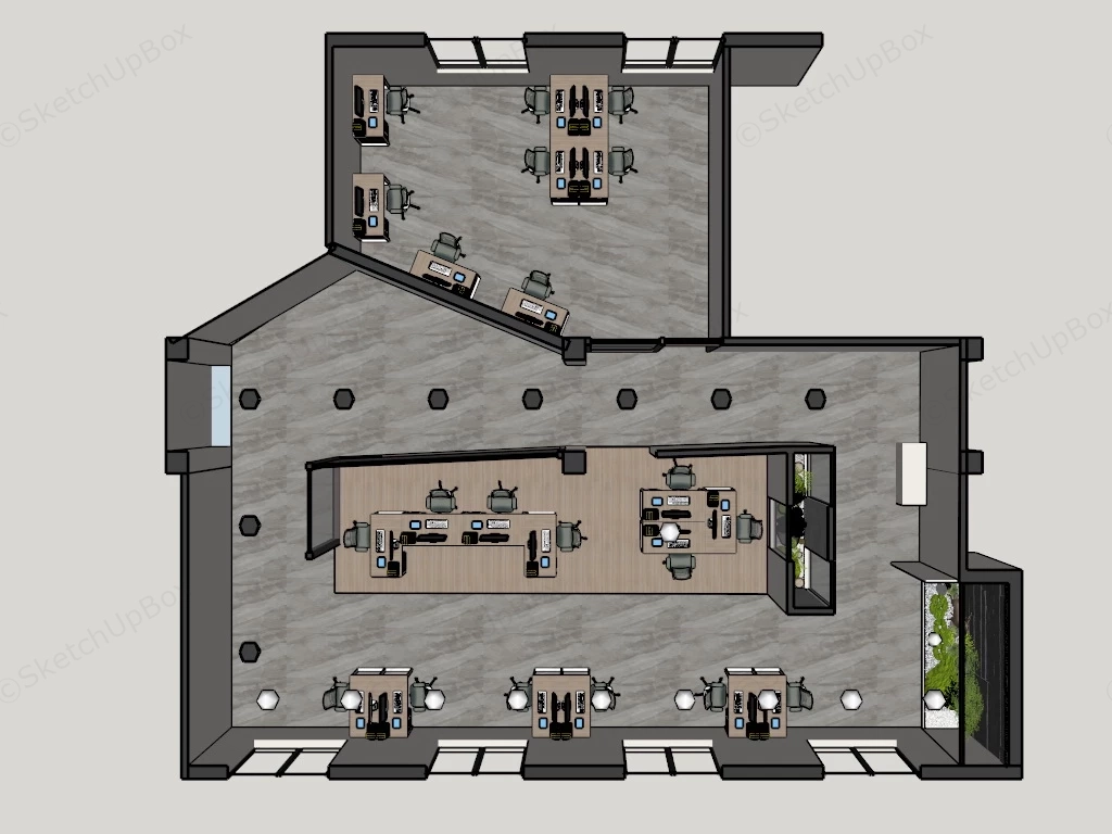 Modern Office Space Design sketchup model preview - SketchupBox