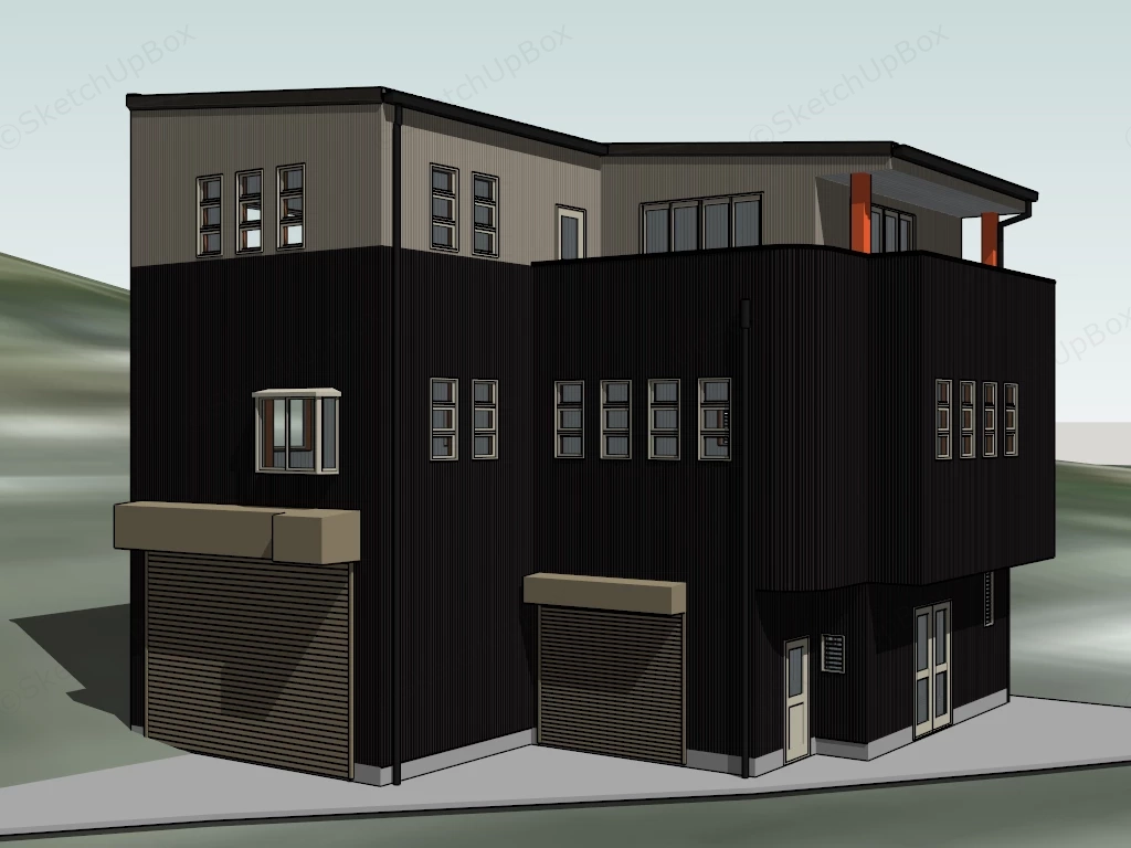 Black House Exterior sketchup model preview - SketchupBox