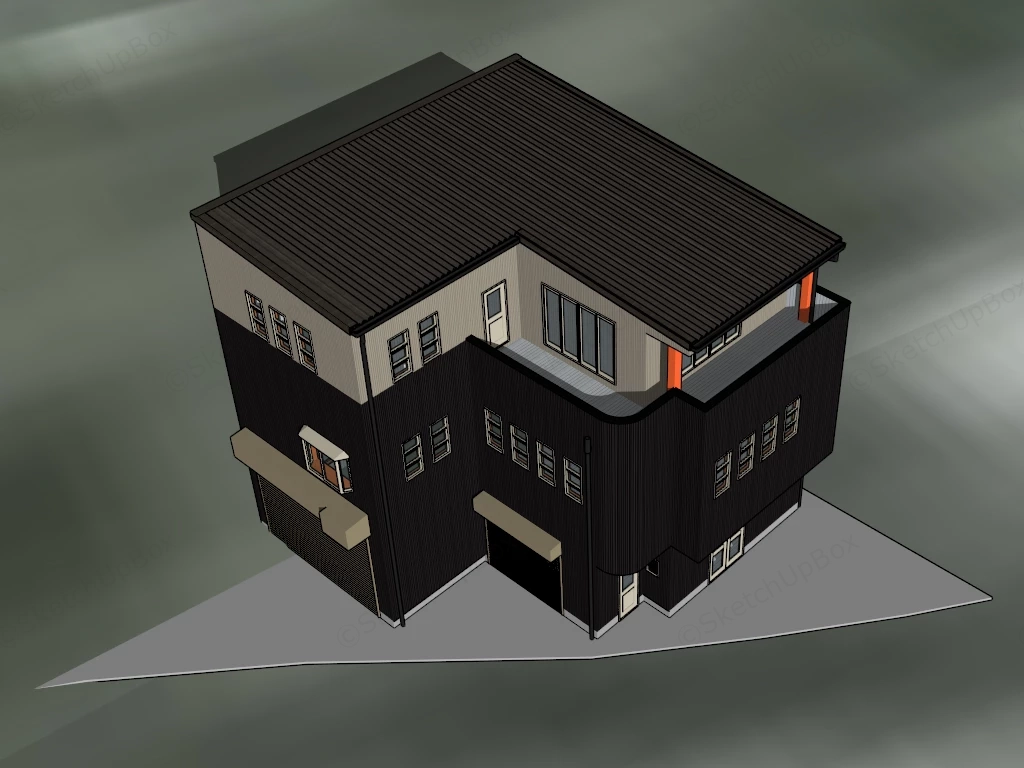 Black House Exterior sketchup model preview - SketchupBox