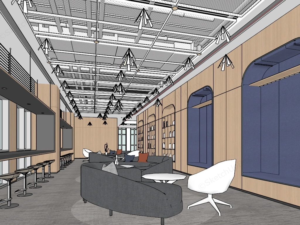 Modern Office Lounge Design sketchup model preview - SketchupBox