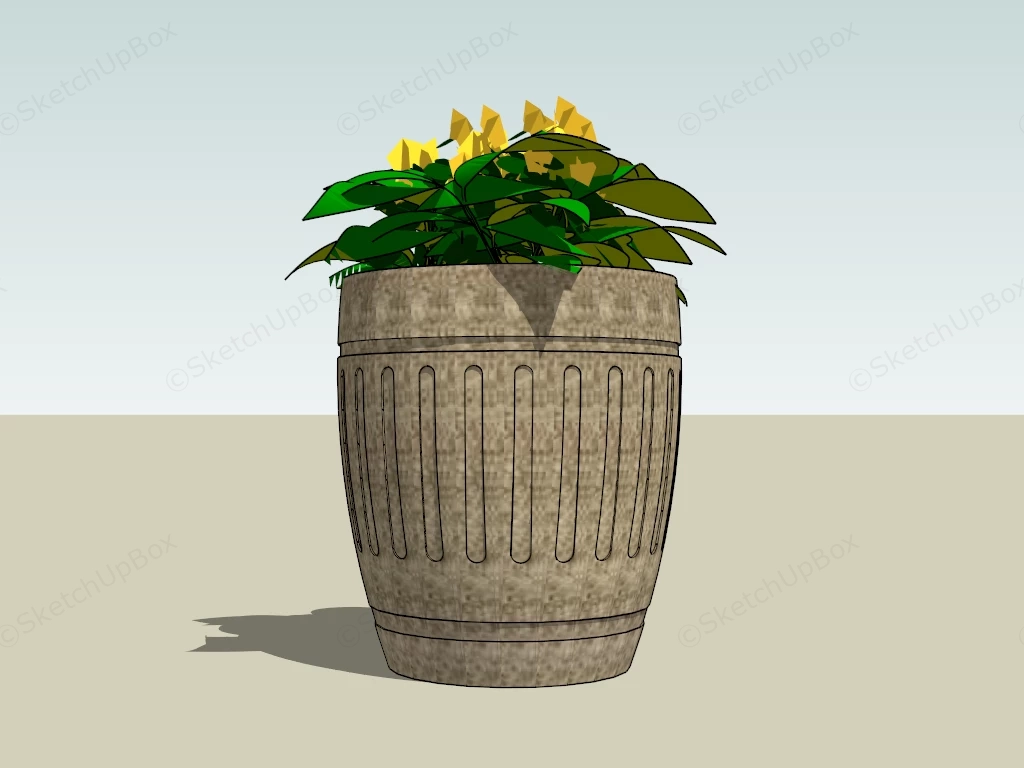 Tall Stone Planter sketchup model preview - SketchupBox