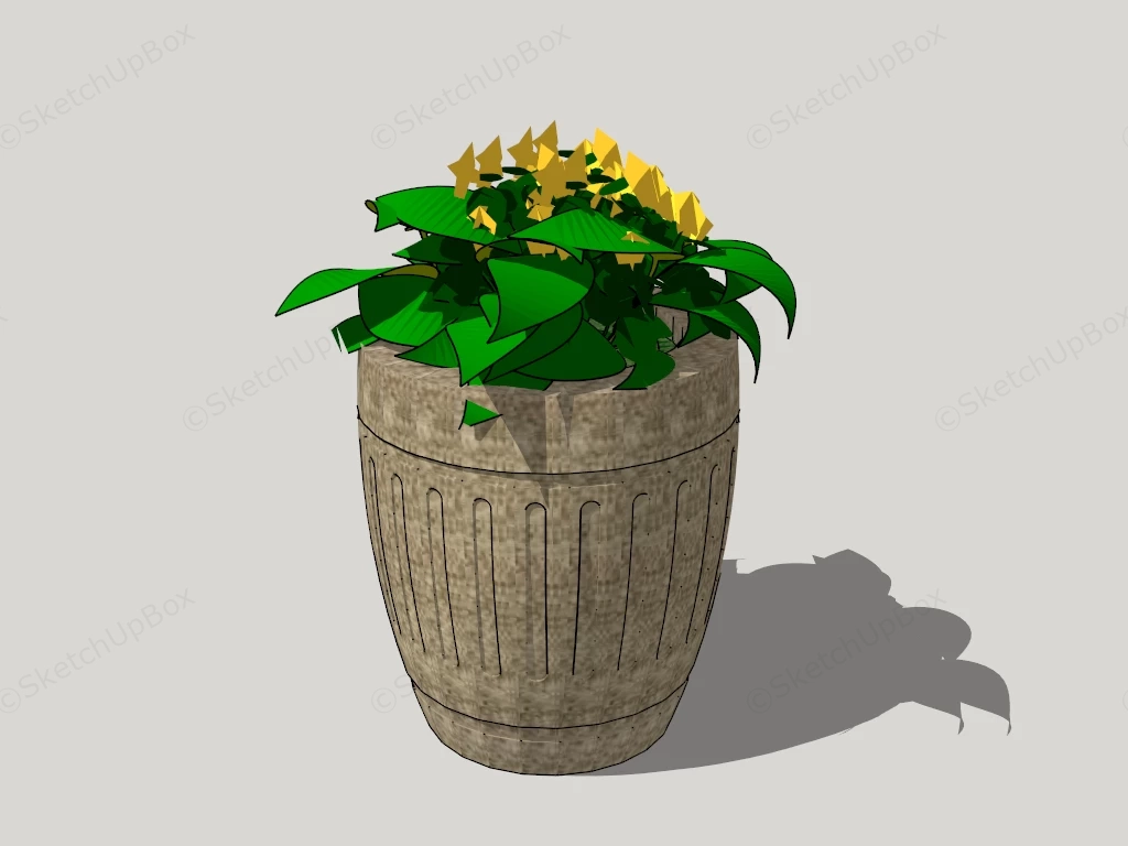 Tall Stone Planter sketchup model preview - SketchupBox