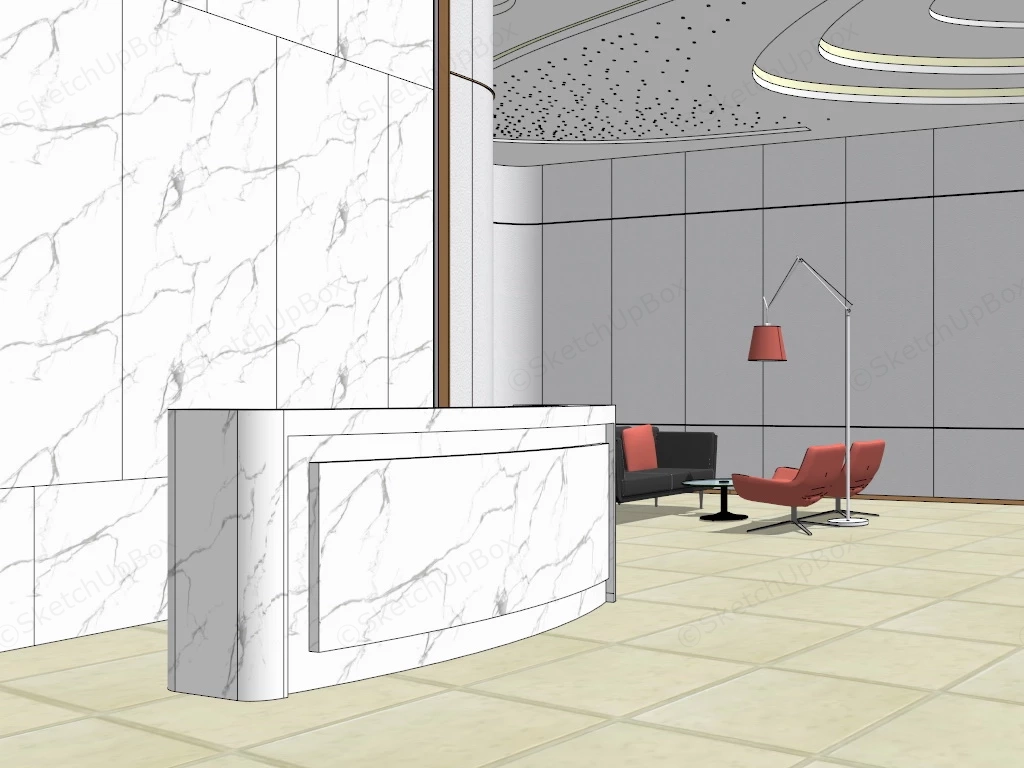 Modern Reception Area Design sketchup model preview - SketchupBox