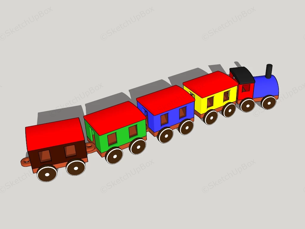 Colorful Wood Toy Train sketchup model preview - SketchupBox