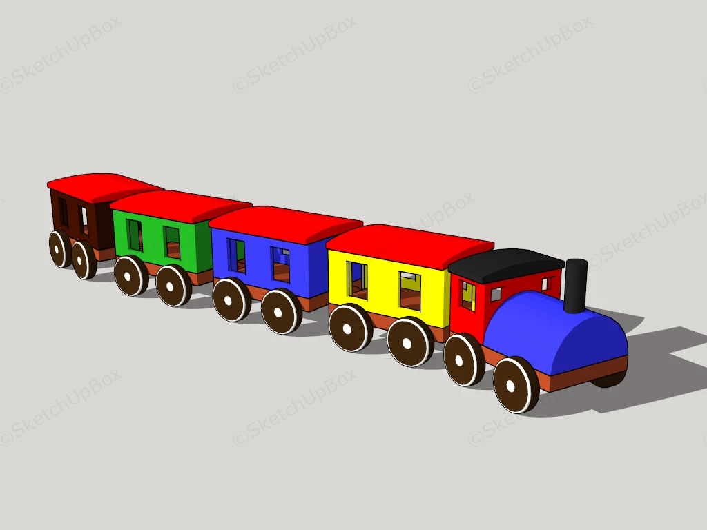Colorful Wood Toy Train sketchup model preview - SketchupBox