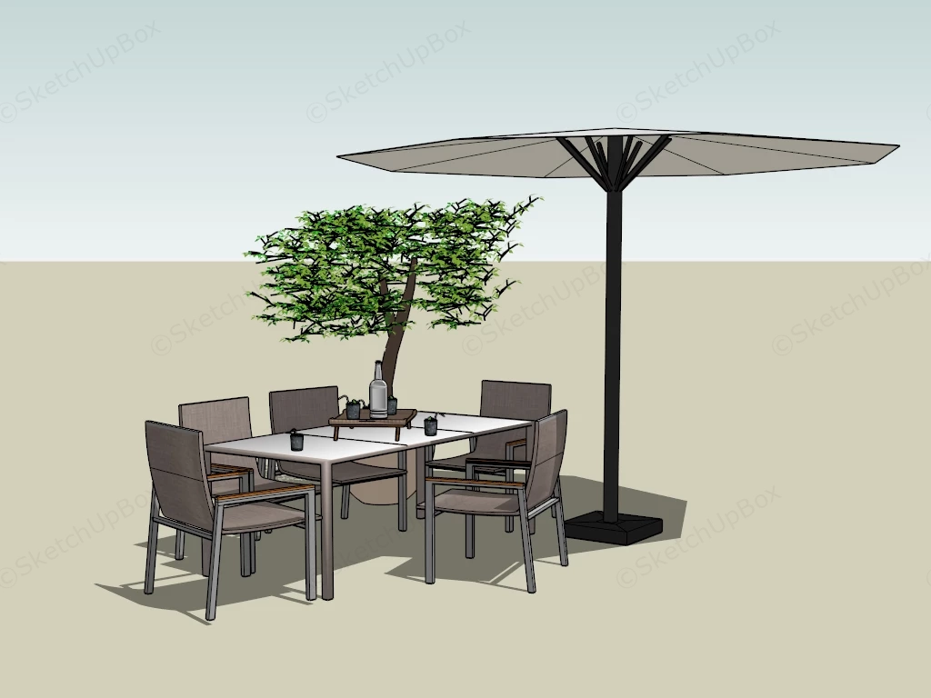 Patio Dining Sets With Umbrella sketchup model preview - SketchupBox
