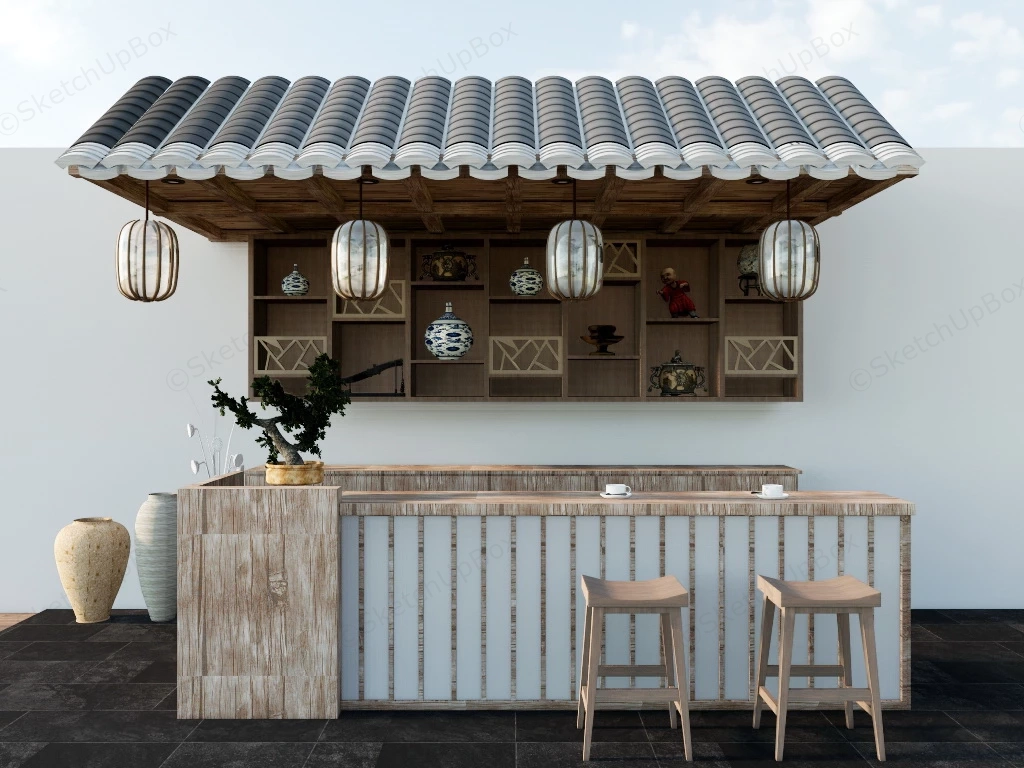 Asian Style Outdoor Bar sketchup model preview - SketchupBox