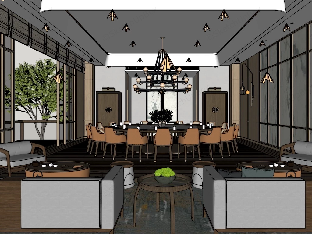 Chinese Restaurant Private Dining Room sketchup model preview - SketchupBox