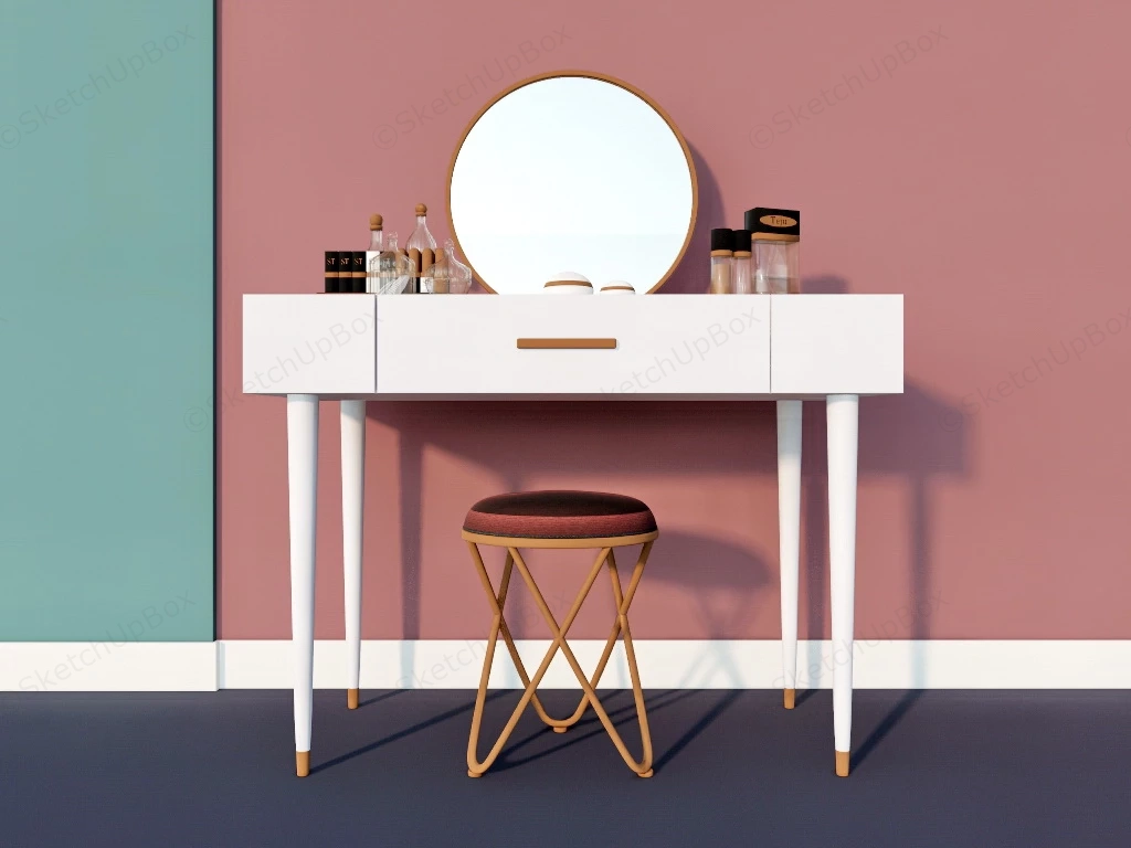 White Dressing Table sketchup model preview - SketchupBox