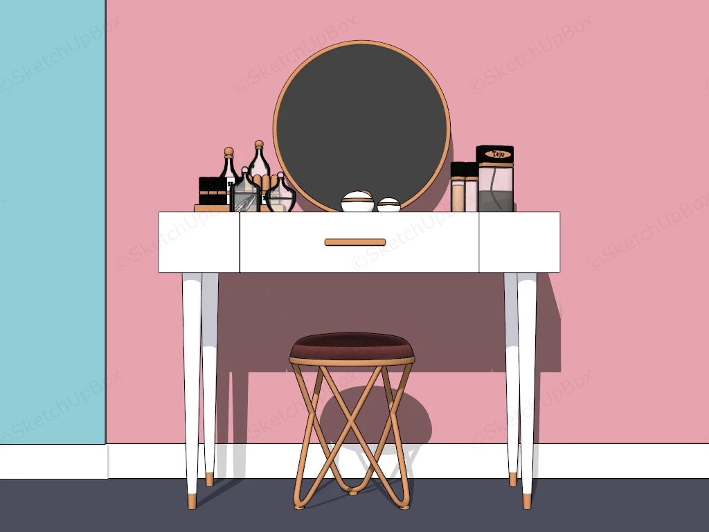 White Dressing Table sketchup model preview - SketchupBox