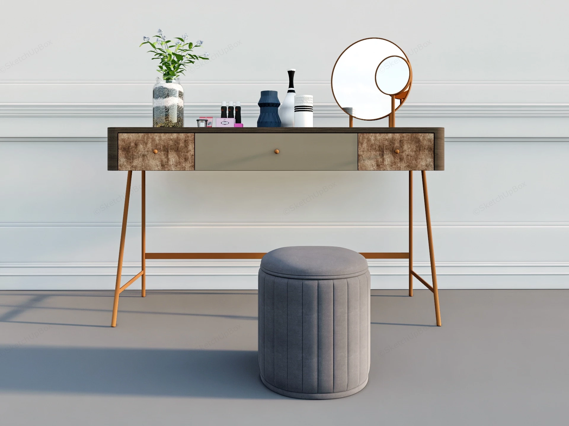 Industrial Rustic Dressing Table sketchup model preview - SketchupBox