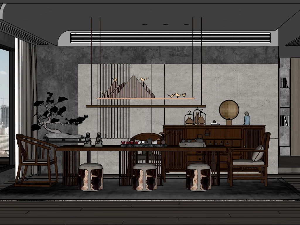 Wabi Sabi Tea Room Design sketchup model preview - SketchupBox