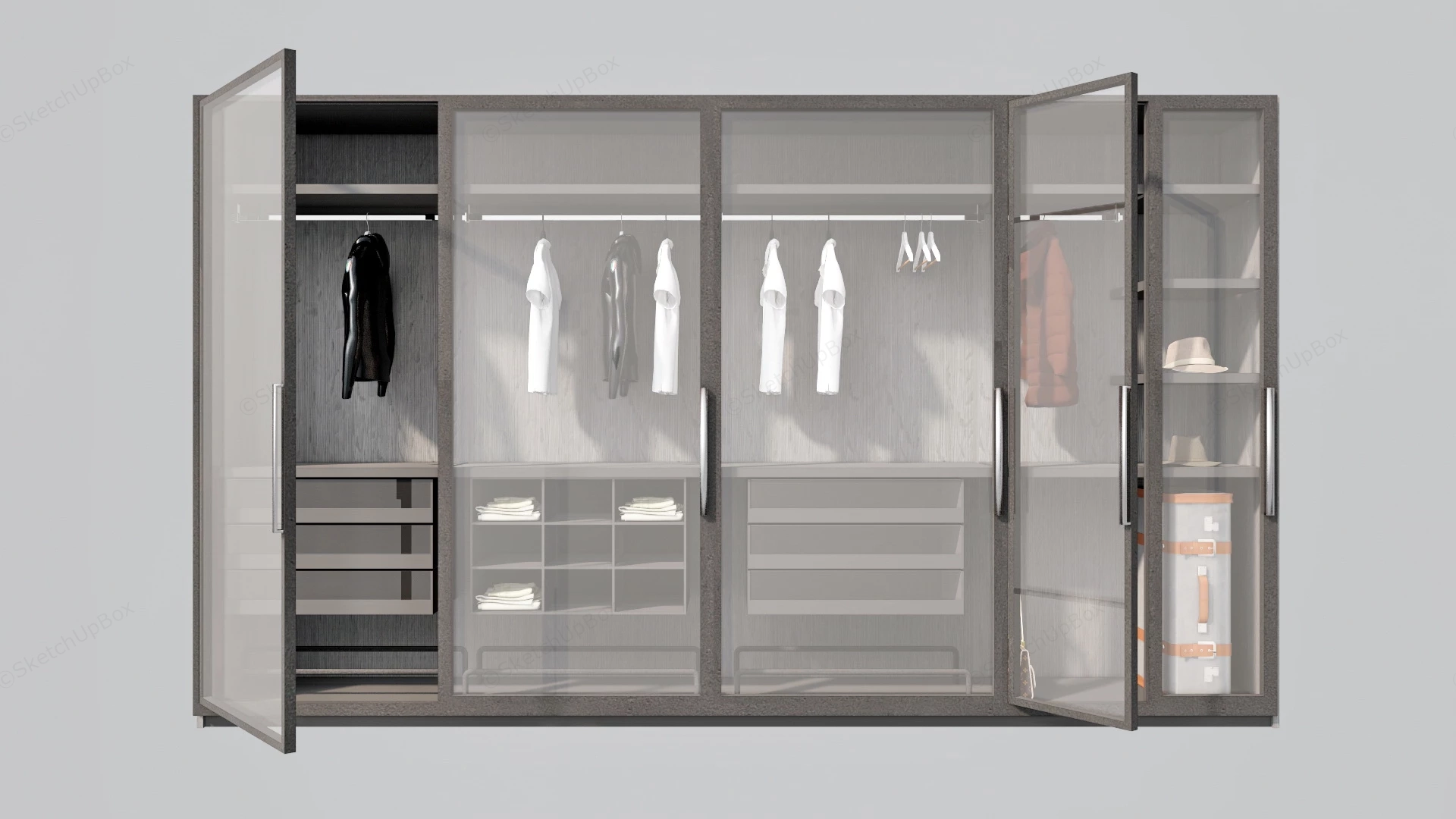 Glass Door Wardrobe sketchup model preview - SketchupBox