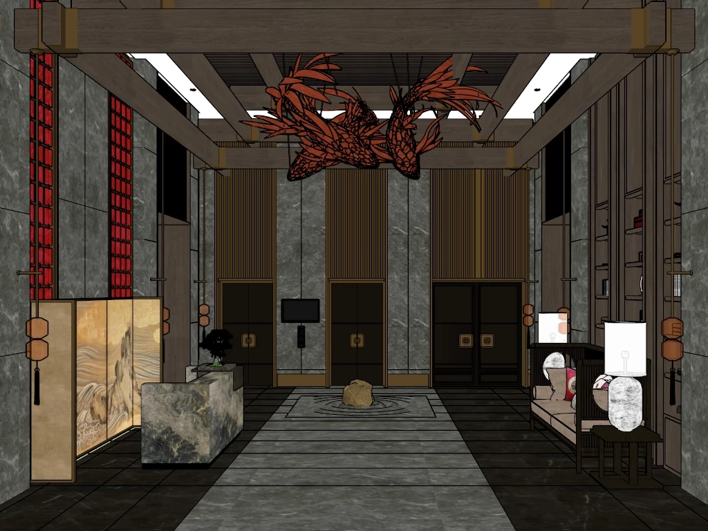 Luxury Clubhouse Reception sketchup model preview - SketchupBox