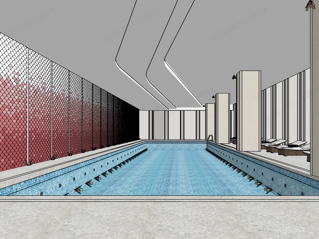 Indoor Hotel Pool sketchup model preview - SketchupBox