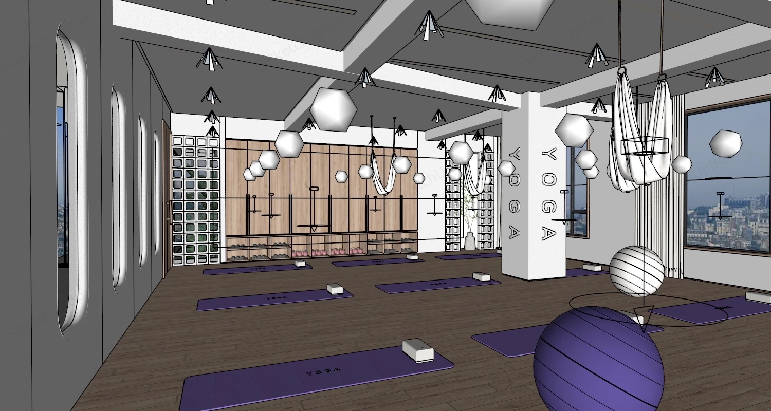 Commercial Yoga Room Design Idea sketchup model preview - SketchupBox