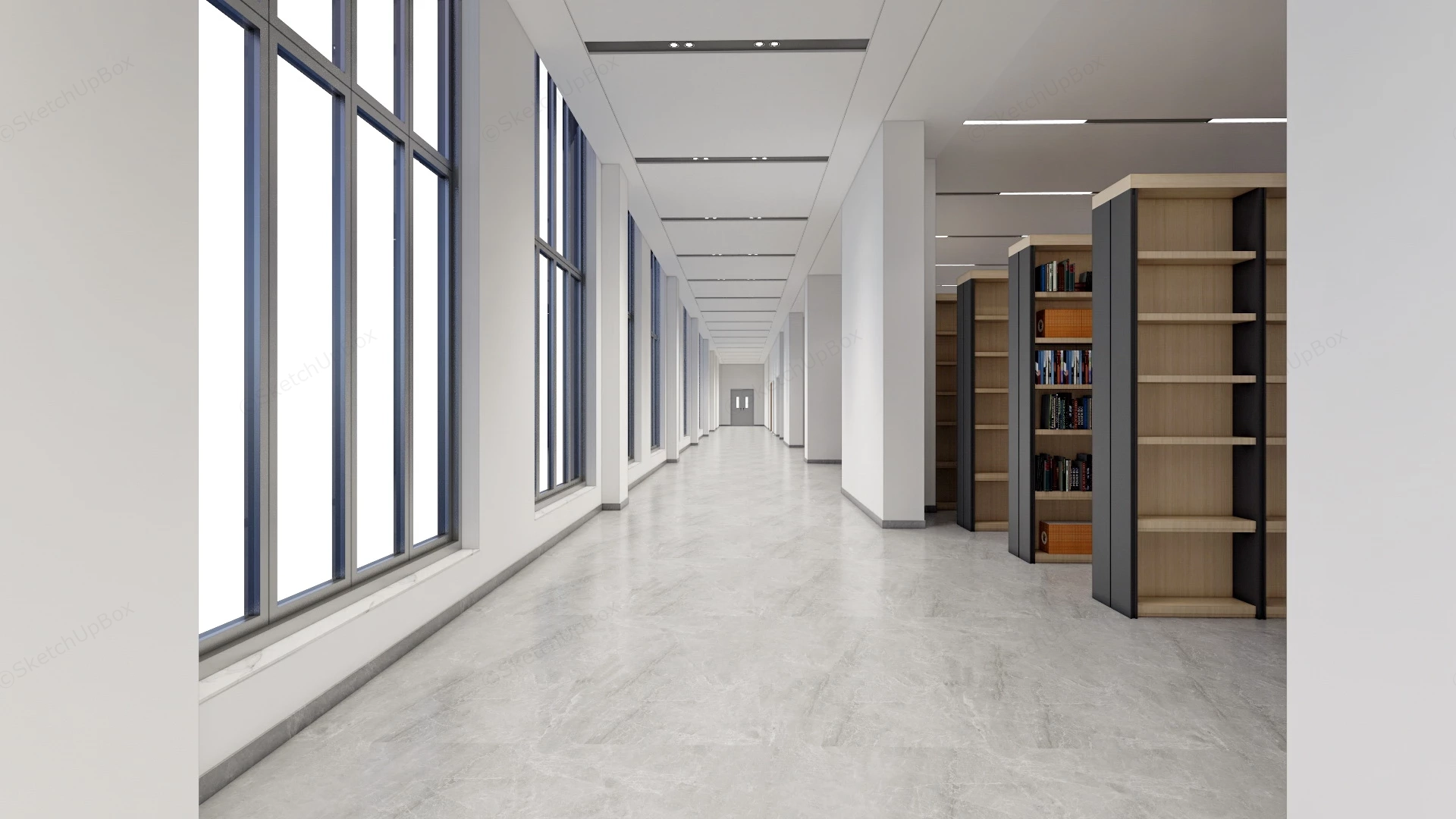 Modern High School Library Interior sketchup model preview - SketchupBox