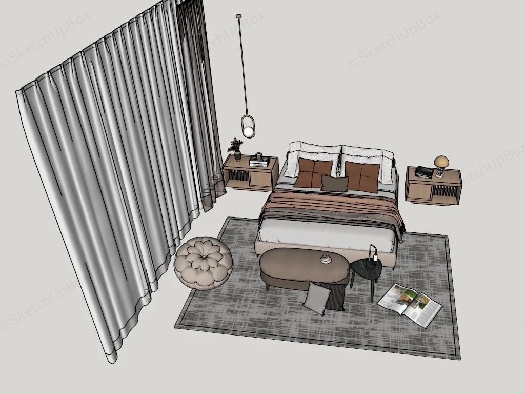 Minimalist Bedroom Furniture Set sketchup model preview - SketchupBox