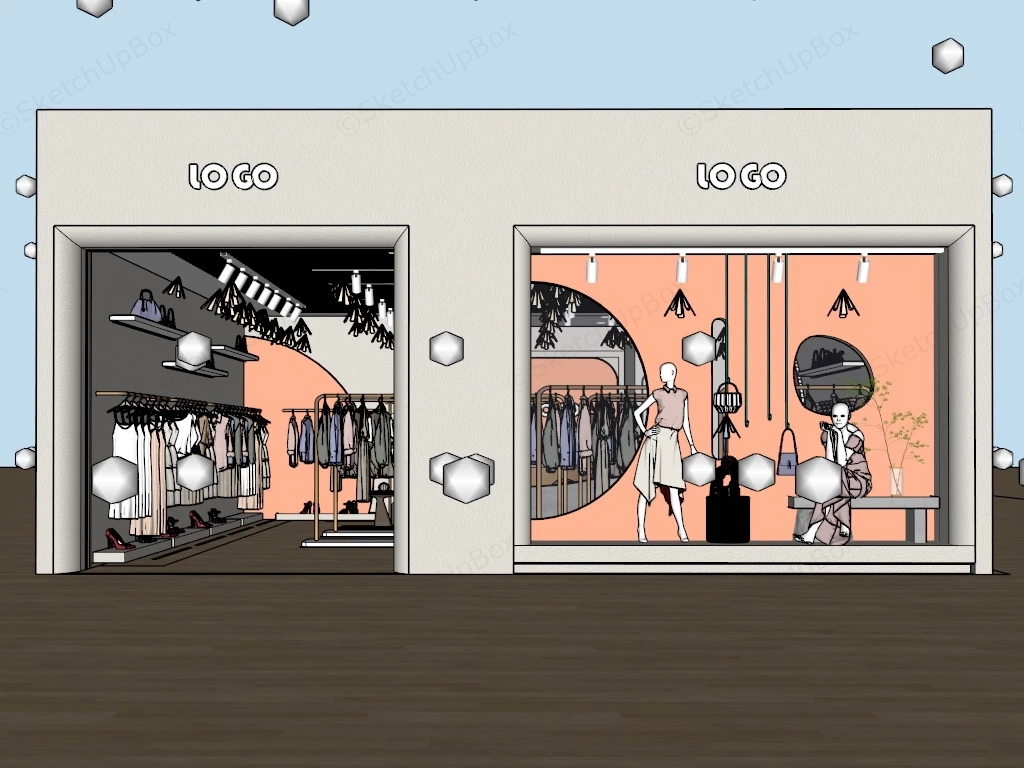 Luxury Clothing Store Interior sketchup model preview - SketchupBox