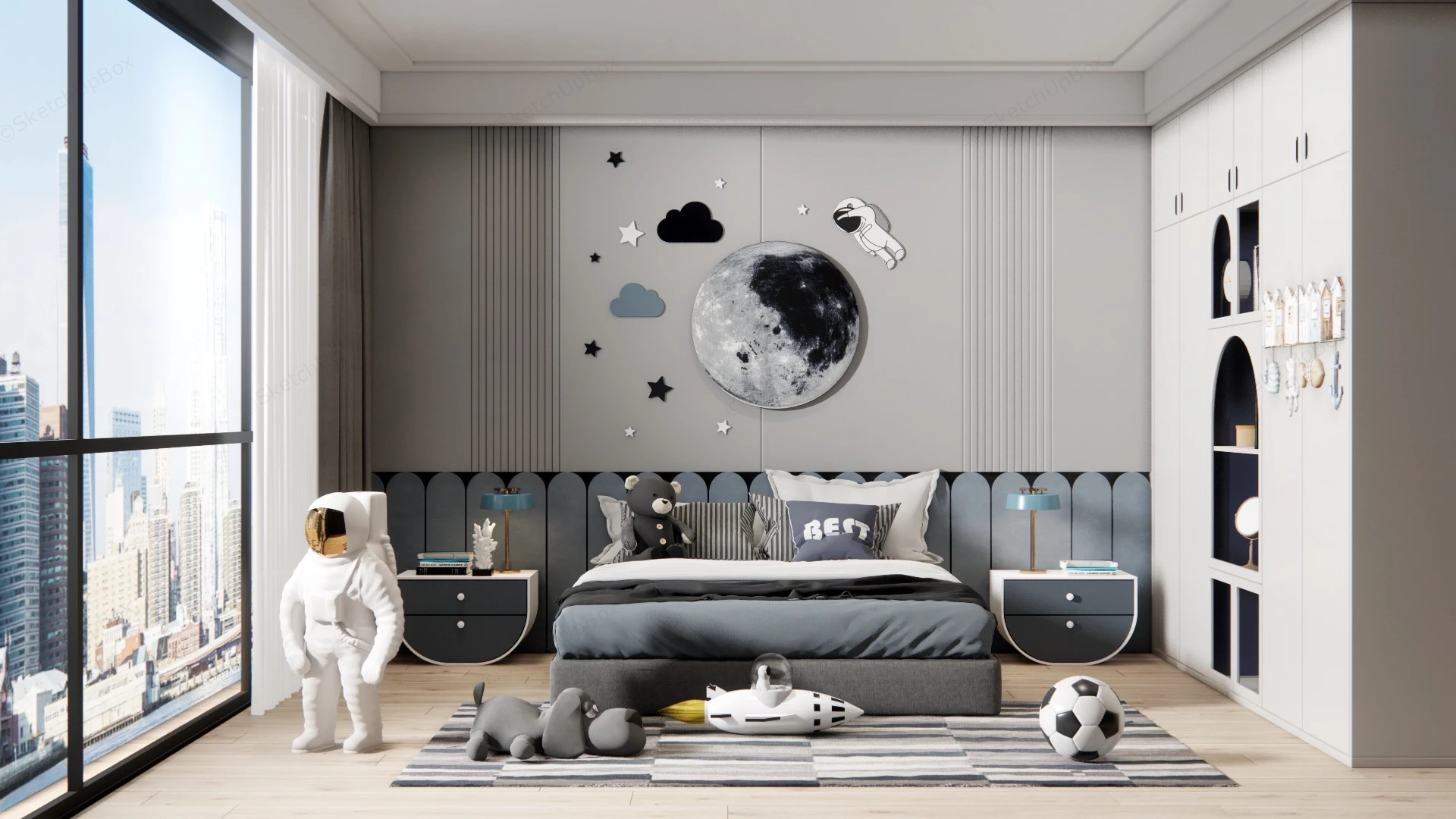 Boys Space Theme Bedroom sketchup model preview - SketchupBox