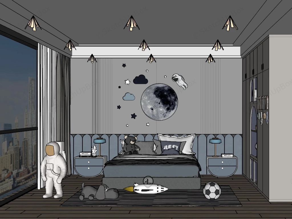 Boys Space Theme Bedroom sketchup model preview - SketchupBox