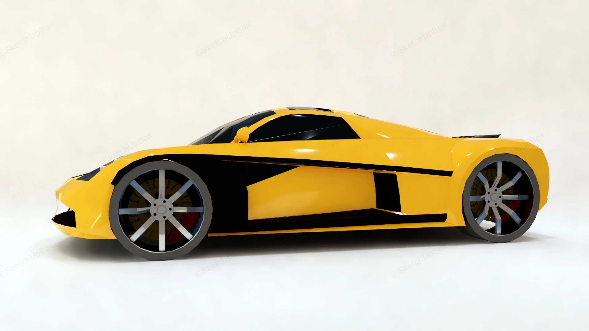 Yellow Ferrari 458 Spider sketchup model preview - SketchupBox