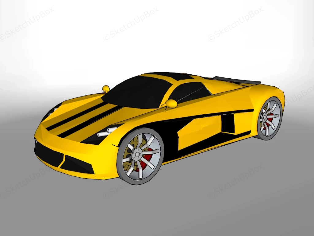 Yellow Ferrari 458 Spider sketchup model preview - SketchupBox