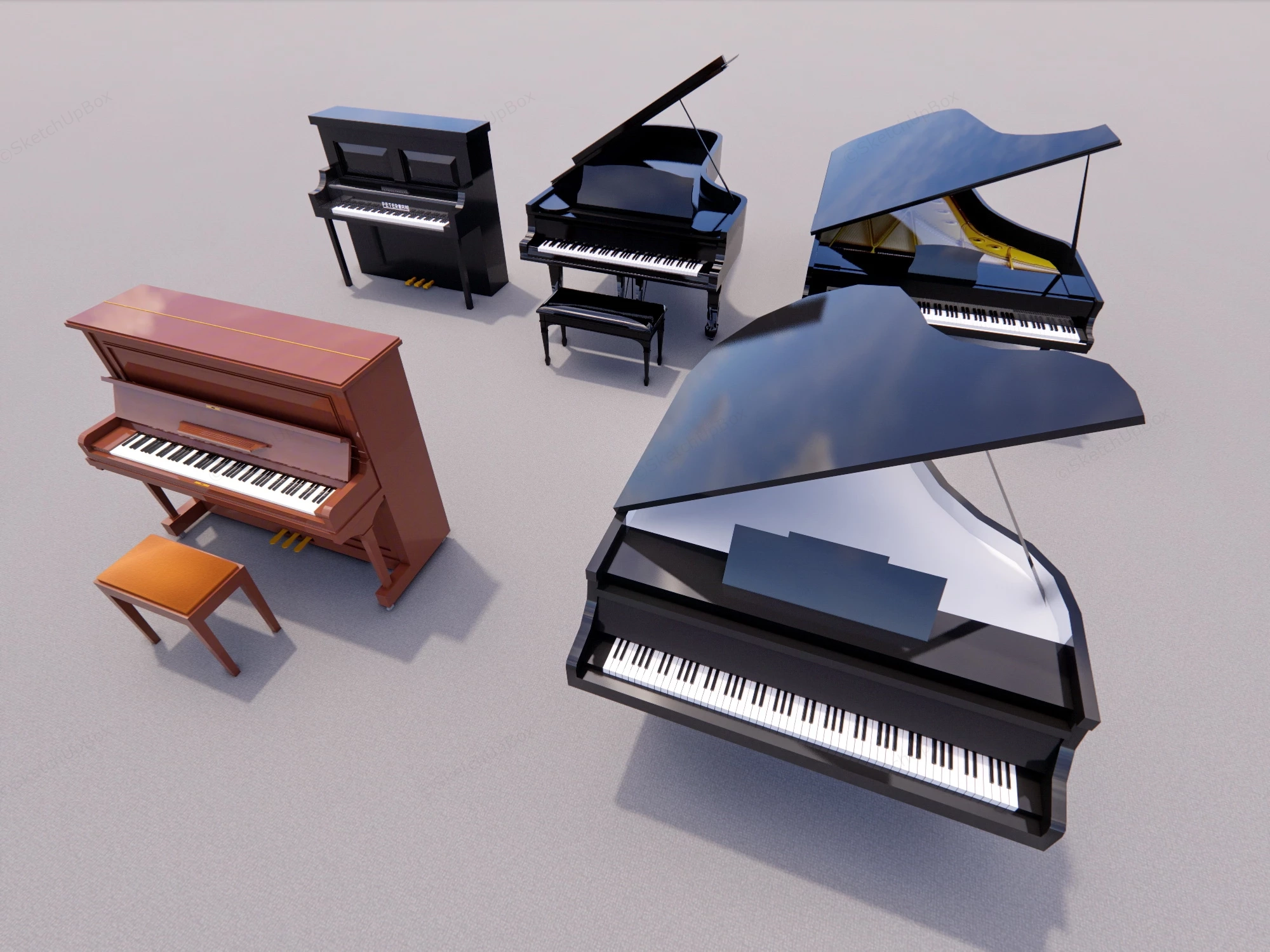 Modern Pianos sketchup model preview - SketchupBox
