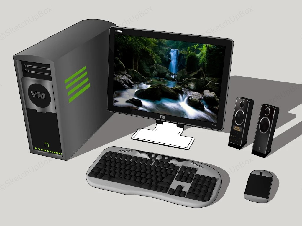 Desktop Computer Set sketchup model preview - SketchupBox