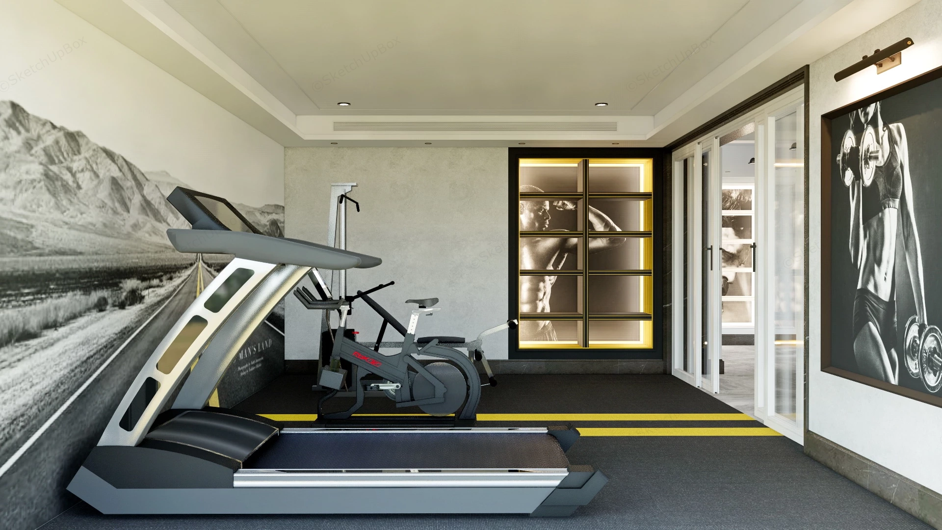Home Gym Design sketchup model preview - SketchupBox