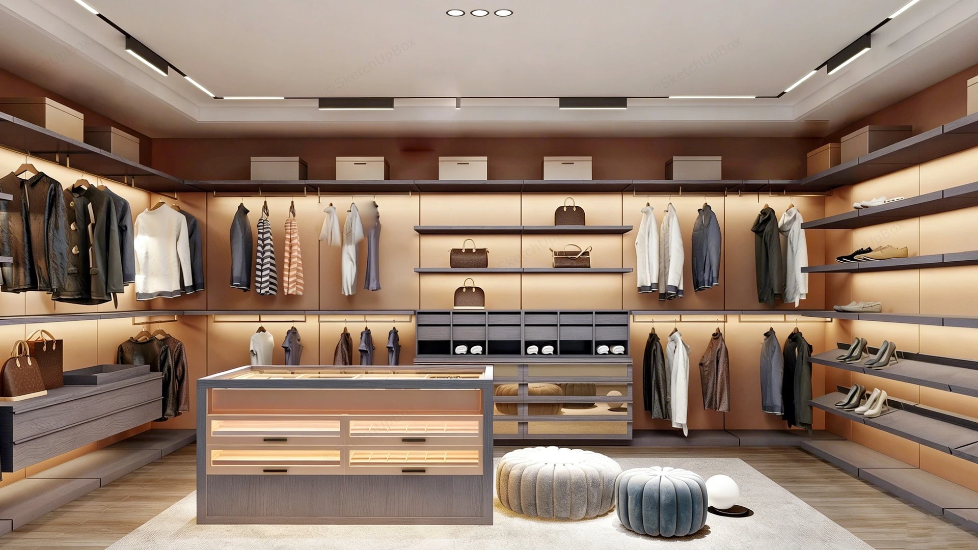 Luxury Closet Dressing Room sketchup model preview - SketchupBox