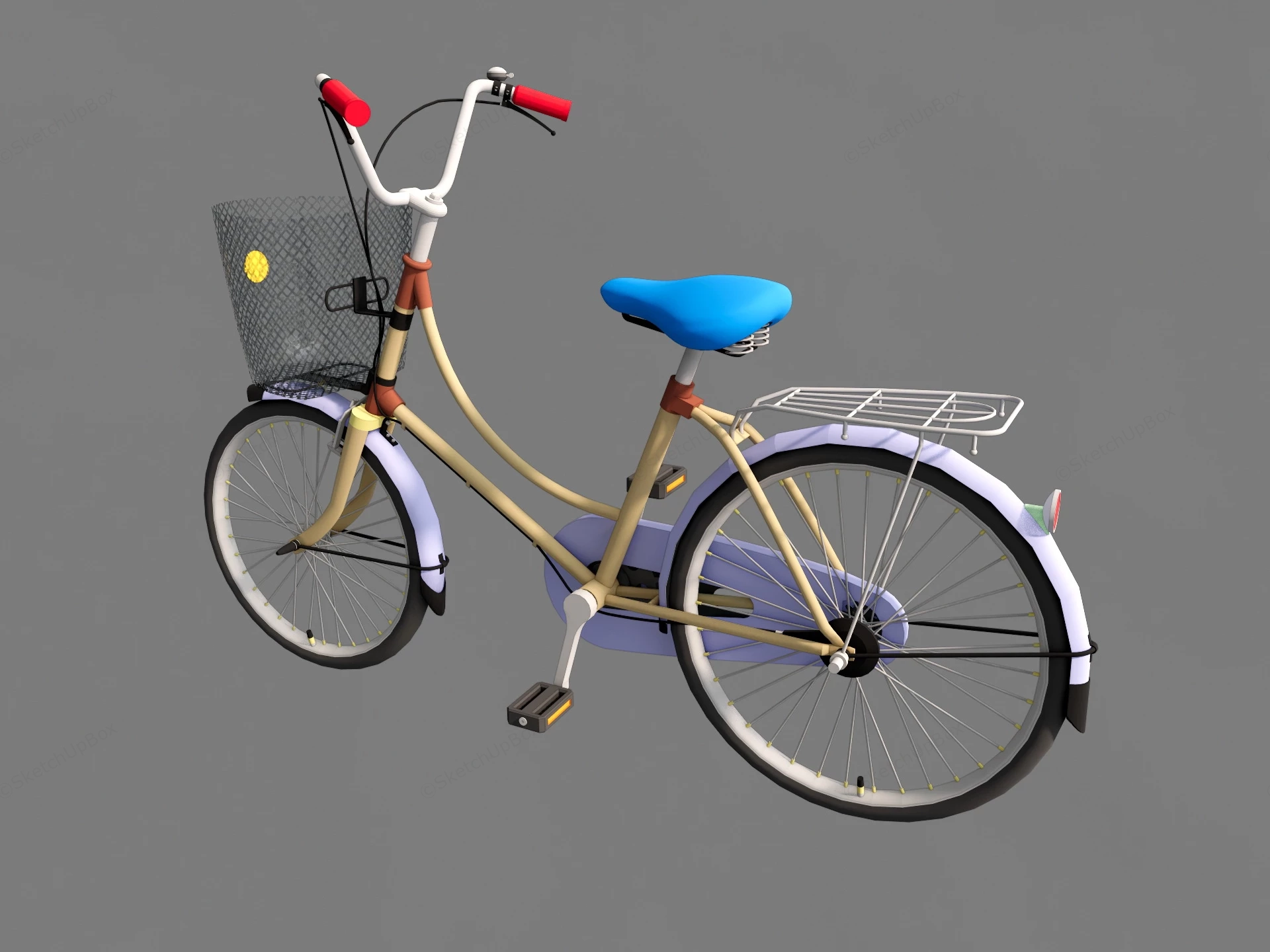 Retro City Bicycle sketchup model preview - SketchupBox