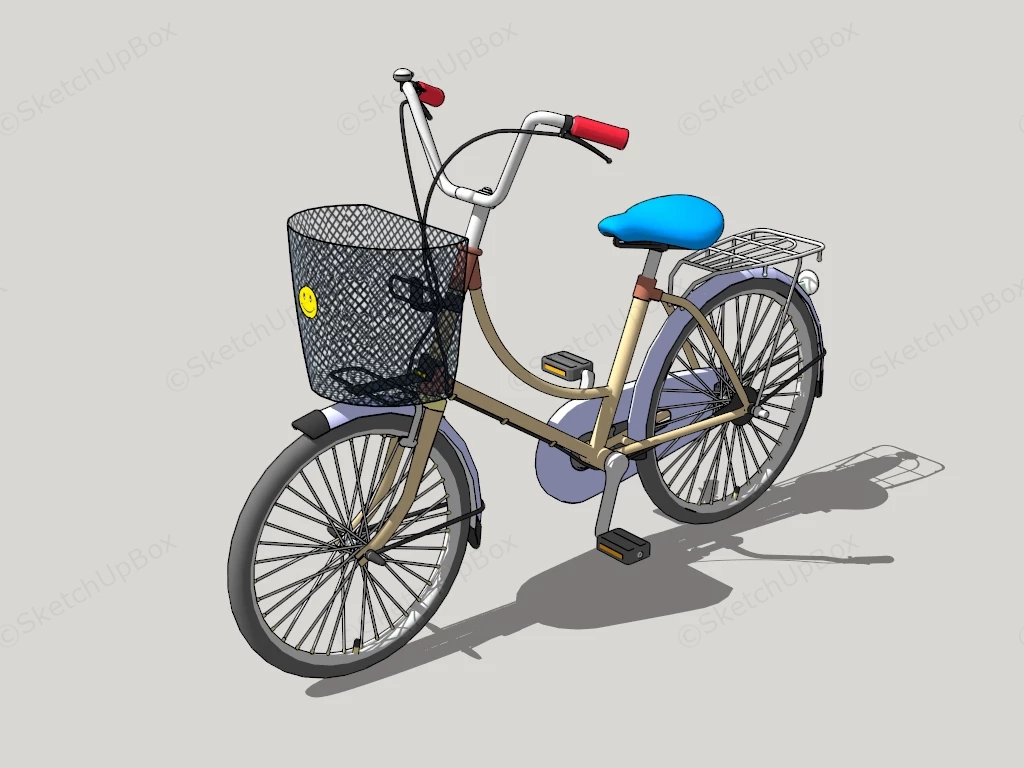 Retro City Bicycle sketchup model preview - SketchupBox
