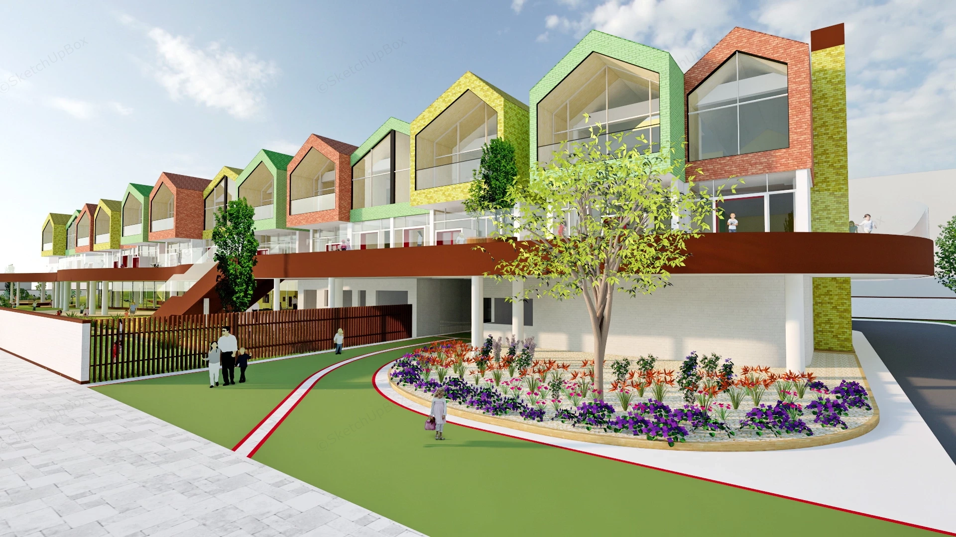 Kindergarten School Building Design sketchup model preview - SketchupBox