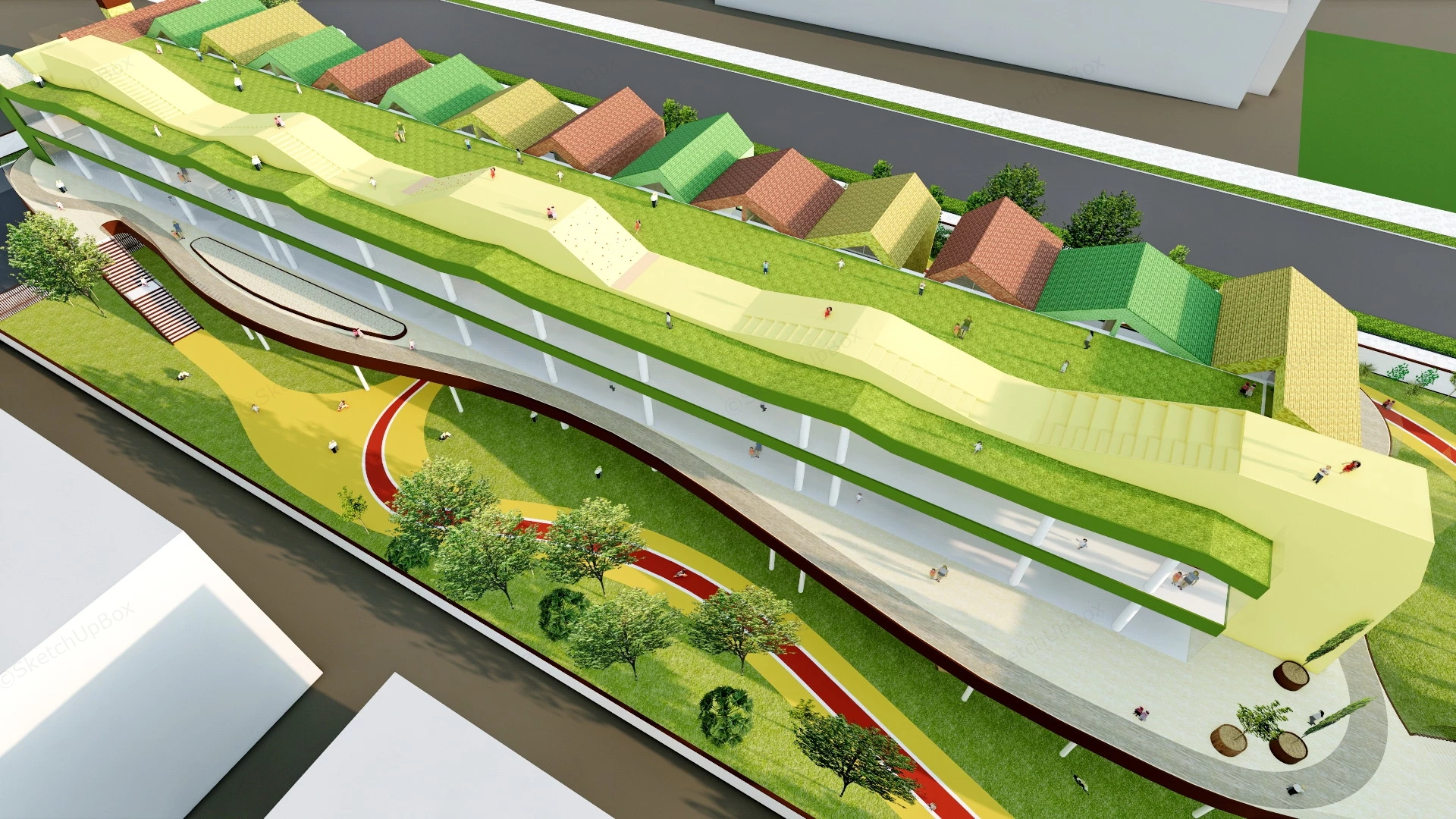 Kindergarten School Building Design sketchup model preview - SketchupBox