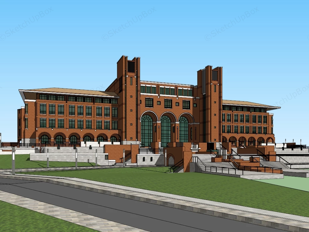 Brick Library Architecture sketchup model preview - SketchupBox