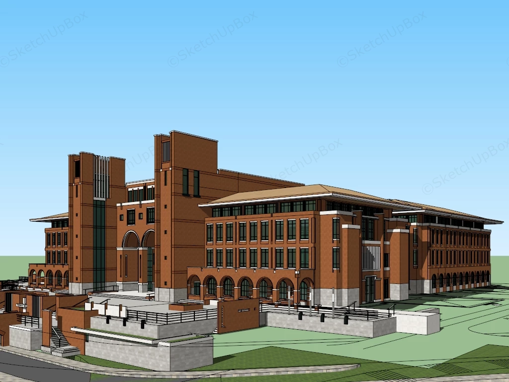 Brick Library Architecture sketchup model preview - SketchupBox
